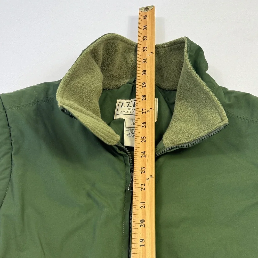 L.L. Bean Vest Mens LT Tall Green Fleece‎ Lined Full Zip Windbreaker Outdoor